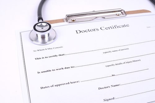 An example of a medical certificate, similar to one's issued to patients by Qoctor